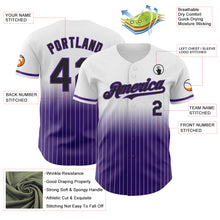 Laden Sie das Bild in den Galerie-Viewer, Custom White Pinstripe Black-Purple Authentic Fade Fashion Baseball Jersey