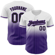 Laden Sie das Bild in den Galerie-Viewer, Custom White Pinstripe Black-Purple Authentic Fade Fashion Baseball Jersey