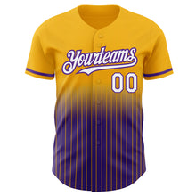Charger l'image dans la galerie, Custom Gold Pinstripe White-Purple Authentic Fade Fashion Baseball Jersey