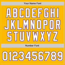 Charger l'image dans la galerie, Custom Gold Pinstripe White-Purple Authentic Fade Fashion Baseball Jersey