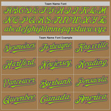 Charger l'image dans la galerie, Custom Old Gold Pinstripe Neon Green-Purple Authentic Fade Fashion Baseball Jersey