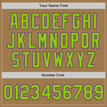 Charger l'image dans la galerie, Custom Old Gold Pinstripe Neon Green-Purple Authentic Fade Fashion Baseball Jersey