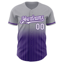 Charger l'image dans la galerie, Custom Gray Pinstripe White-Purple Authentic Fade Fashion Baseball Jersey
