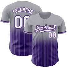 Charger l'image dans la galerie, Custom Gray Pinstripe White-Purple Authentic Fade Fashion Baseball Jersey