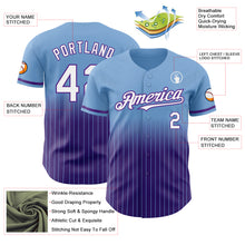 Charger l'image dans la galerie, Custom Light Blue Pinstripe White-Purple Authentic Fade Fashion Baseball Jersey