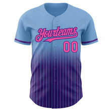 Charger l'image dans la galerie, Custom Light Blue Pinstripe Pink-Purple Authentic Fade Fashion Baseball Jersey