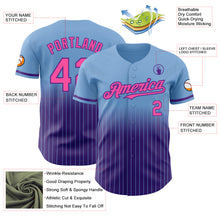 Charger l'image dans la galerie, Custom Light Blue Pinstripe Pink-Purple Authentic Fade Fashion Baseball Jersey