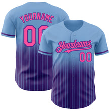 Charger l'image dans la galerie, Custom Light Blue Pinstripe Pink-Purple Authentic Fade Fashion Baseball Jersey