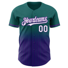 Charger l'image dans la galerie, Custom Teal Pinstripe White-Purple Authentic Fade Fashion Baseball Jersey