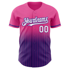 Charger l'image dans la galerie, Custom Pink Pinstripe White-Purple Authentic Fade Fashion Baseball Jersey