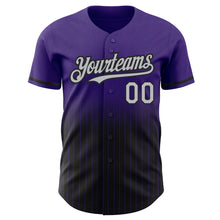 Загрузить изображение в средство просмотра галереи, Custom Purple Pinstripe Gray-Black Authentic Fade Fashion Baseball Jersey