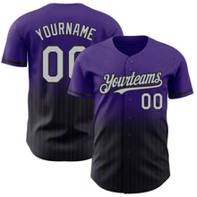 Загрузить изображение в средство просмотра галереи, Custom Purple Pinstripe Gray-Black Authentic Fade Fashion Baseball Jersey