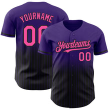 Charger l'image dans la galerie, Custom Purple Pinstripe Pink-Black Authentic Fade Fashion Baseball Jersey