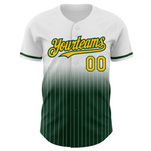 Загрузить изображение в средство просмотра галереи, Custom White Pinstripe Gold-Green Authentic Fade Fashion Baseball Jersey