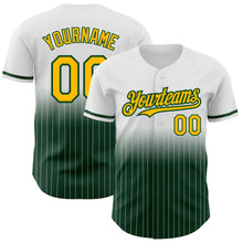 Загрузить изображение в средство просмотра галереи, Custom White Pinstripe Gold-Green Authentic Fade Fashion Baseball Jersey
