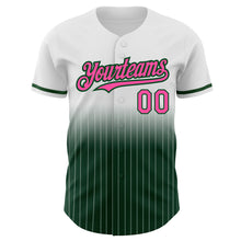 Загрузить изображение в средство просмотра галереи, Custom White Pinstripe Pink-Green Authentic Fade Fashion Baseball Jersey