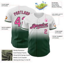 Загрузить изображение в средство просмотра галереи, Custom White Pinstripe Pink-Green Authentic Fade Fashion Baseball Jersey