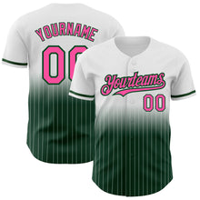 Загрузить изображение в средство просмотра галереи, Custom White Pinstripe Pink-Green Authentic Fade Fashion Baseball Jersey