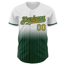 Load image into Gallery viewer, Custom White Pinstripe Old Gold-Green Authentic Fade Fashion Baseball Jersey