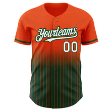 Load image into Gallery viewer, Custom Orange Pinstripe White-Green Authentic Fade Fashion Baseball Jersey