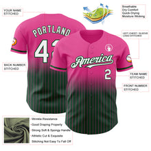 Load image into Gallery viewer, Custom Pink Pinstripe White-Green Authentic Fade Fashion Baseball Jersey