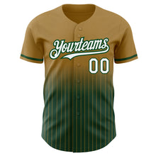 Charger l'image dans la galerie, Custom Old Gold Pinstripe White-Green Authentic Fade Fashion Baseball Jersey