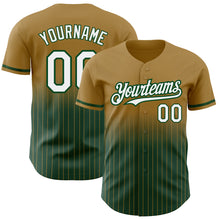 Charger l'image dans la galerie, Custom Old Gold Pinstripe White-Green Authentic Fade Fashion Baseball Jersey