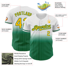 Load image into Gallery viewer, Custom White Pinstripe Gold-Kelly Green Authentic Fade Fashion Baseball Jersey