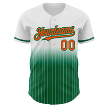 Load image into Gallery viewer, Custom White Pinstripe Orange-Kelly Green Authentic Fade Fashion Baseball Jersey