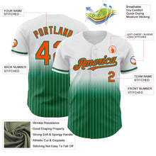 Load image into Gallery viewer, Custom White Pinstripe Orange-Kelly Green Authentic Fade Fashion Baseball Jersey