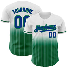 Load image into Gallery viewer, Custom White Pinstripe Royal-Kelly Green Authentic Fade Fashion Baseball Jersey