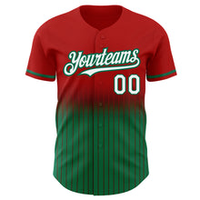 Charger l'image dans la galerie, Custom Red Pinstripe White-Kelly Green Authentic Fade Fashion Baseball Jersey