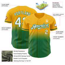 Загрузить изображение в средство просмотра галереи, Custom Gold Pinstripe White-Kelly Green Authentic Fade Fashion Baseball Jersey