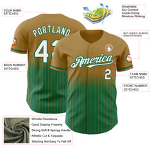 Charger l'image dans la galerie, Custom Old Gold Pinstripe White-Kelly Green Authentic Fade Fashion Baseball Jersey