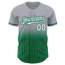Загрузить изображение в средство просмотра галереи, Custom Gray Pinstripe White-Kelly Green Authentic Fade Fashion Baseball Jersey