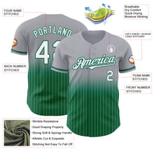 Загрузить изображение в средство просмотра галереи, Custom Gray Pinstripe White-Kelly Green Authentic Fade Fashion Baseball Jersey