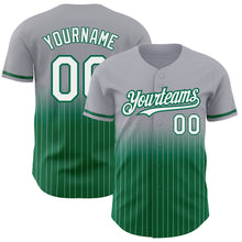 Загрузить изображение в средство просмотра галереи, Custom Gray Pinstripe White-Kelly Green Authentic Fade Fashion Baseball Jersey