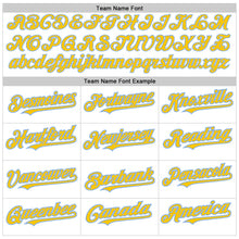 Load image into Gallery viewer, Custom White Pinstripe Yellow-Light Blue Authentic Fade Fashion Baseball Jersey