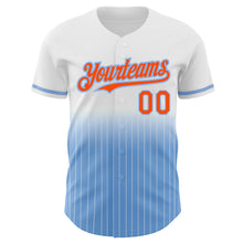 Charger l'image dans la galerie, Custom White Pinstripe Orange-Light Blue Authentic Fade Fashion Baseball Jersey