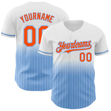 Charger l'image dans la galerie, Custom White Pinstripe Orange-Light Blue Authentic Fade Fashion Baseball Jersey