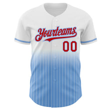 Загрузить изображение в средство просмотра галереи, Custom White Pinstripe Red-Light Blue Authentic Fade Fashion Baseball Jersey