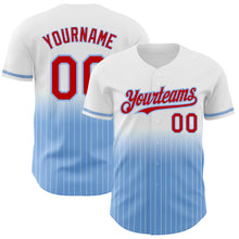 Загрузить изображение в средство просмотра галереи, Custom White Pinstripe Red-Light Blue Authentic Fade Fashion Baseball Jersey