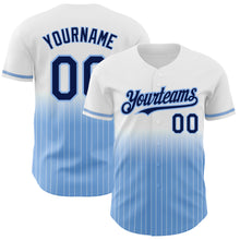 Загрузить изображение в средство просмотра галереи, Custom White Pinstripe Navy-Light Blue Authentic Fade Fashion Baseball Jersey