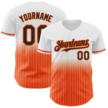 Laden Sie das Bild in den Galerie-Viewer, Custom White Pinstripe Black-Orange Authentic Fade Fashion Baseball Jersey