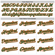 Load image into Gallery viewer, Custom White Pinstripe Kelly Green-Orange Authentic Fade Fashion Baseball Jersey
