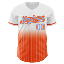 Load image into Gallery viewer, Custom White Pinstripe Light Blue-Orange Authentic Fade Fashion Baseball Jersey