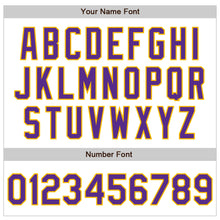 Load image into Gallery viewer, Custom White Pinstripe Purple-Gold Authentic Fade Fashion Baseball Jersey