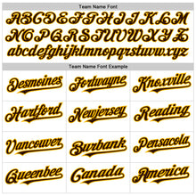 Load image into Gallery viewer, Custom White Pinstripe Brown-Gold Authentic Fade Fashion Baseball Jersey