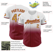 Load image into Gallery viewer, Custom White Pinstripe Old Gold-Crimson Authentic Fade Fashion Baseball Jersey