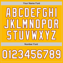 Load image into Gallery viewer, Custom Gold Pinstripe White-Crimson Authentic Fade Fashion Baseball Jersey